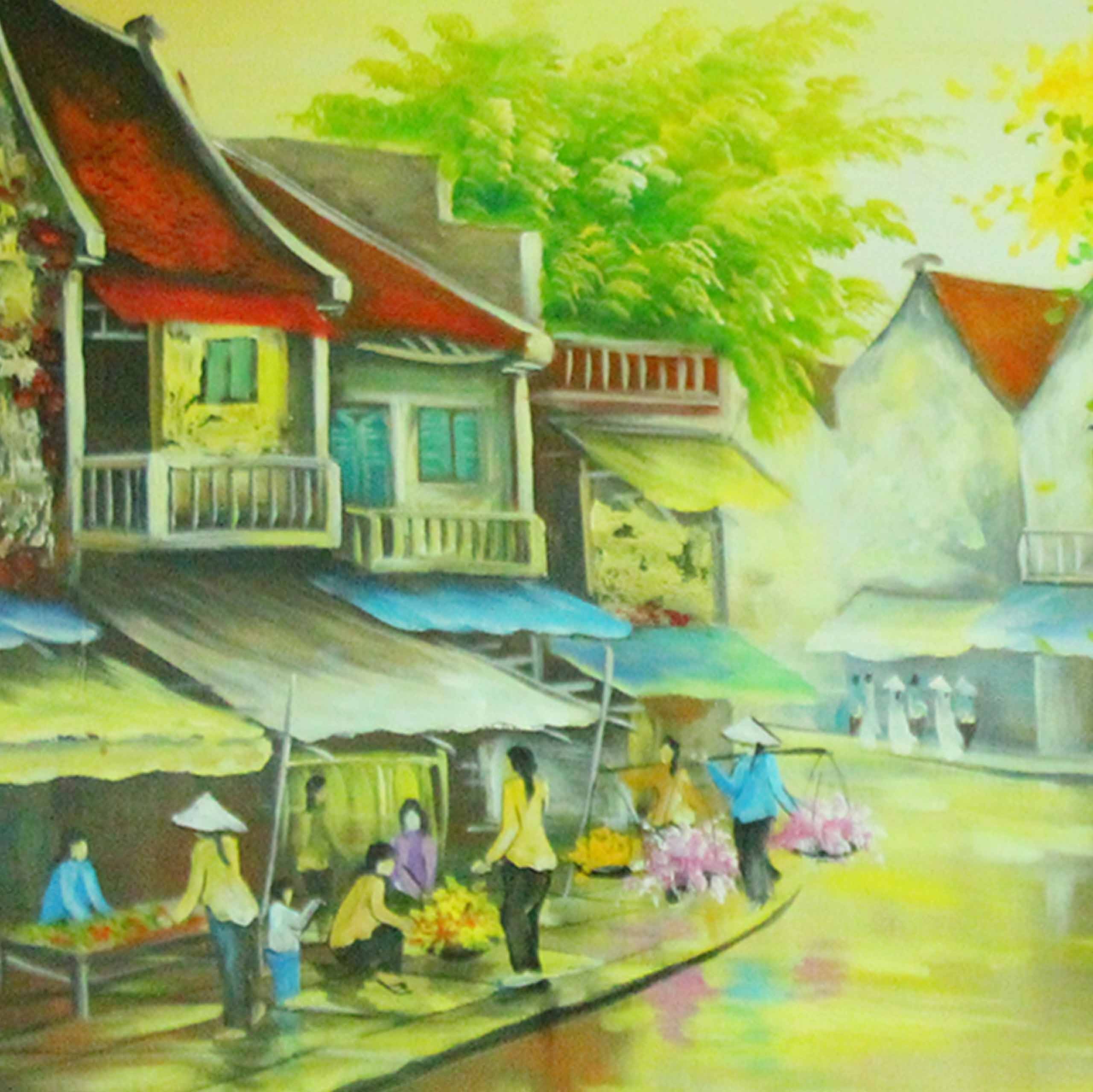 Tranh sơn dầu phố cổ - TSD43LHAR